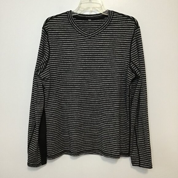 Lululemon Speed Long Sleeve Classic Stripe Heathered Black/Black Size L - Picture 1 of 6